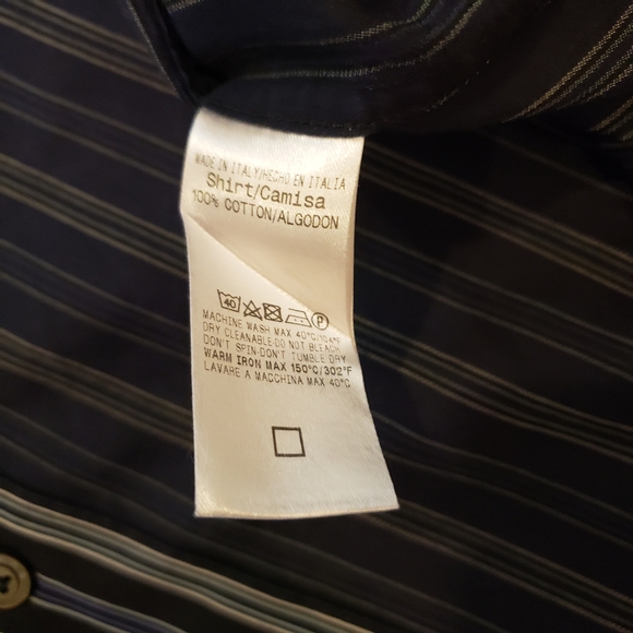 Ermenegildo Zegna Dress Shirt Mens Large Navy Striped Made In Italy $880 MSRP - Picture 7 of 9
